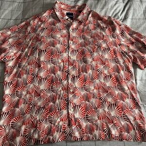 Tommy Bahama Big and Tall Red and White Casual Button Down Shirt